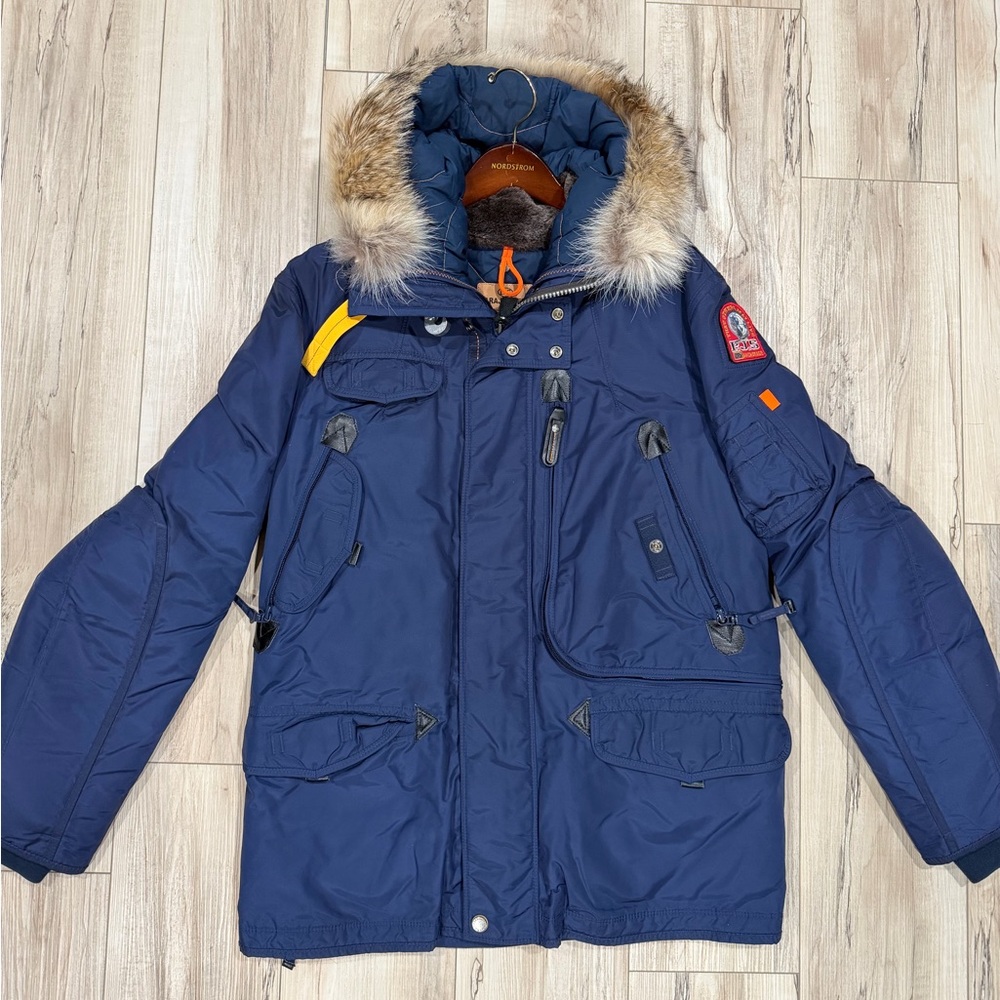Men’s L Navy Parajumper - Kodiak with Fur Trim